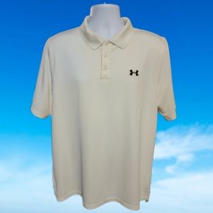 Under Armour Loose Heat Gear White Polo Shirt Size Large